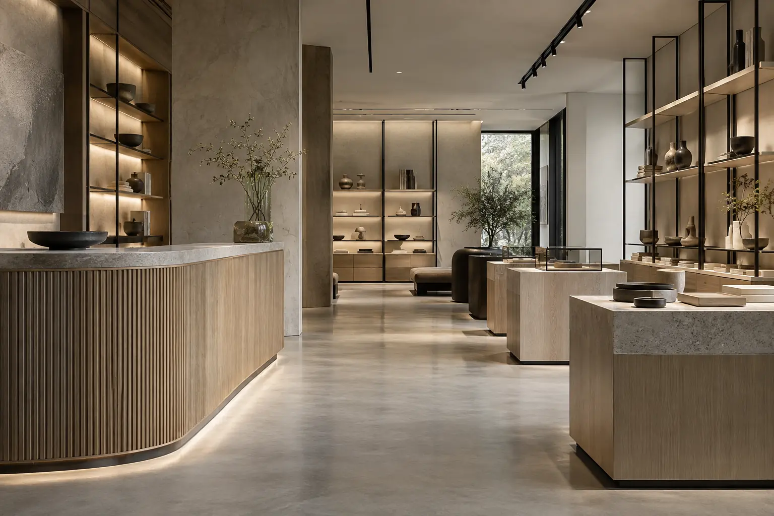 Concept de mobilier custom pentru un spațiu comercial contemporan